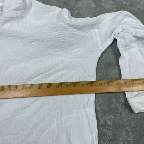 Belle Beach Cotton Gauze White Hoodie Half-Zip Medium a0171 - Picture 5 of 7